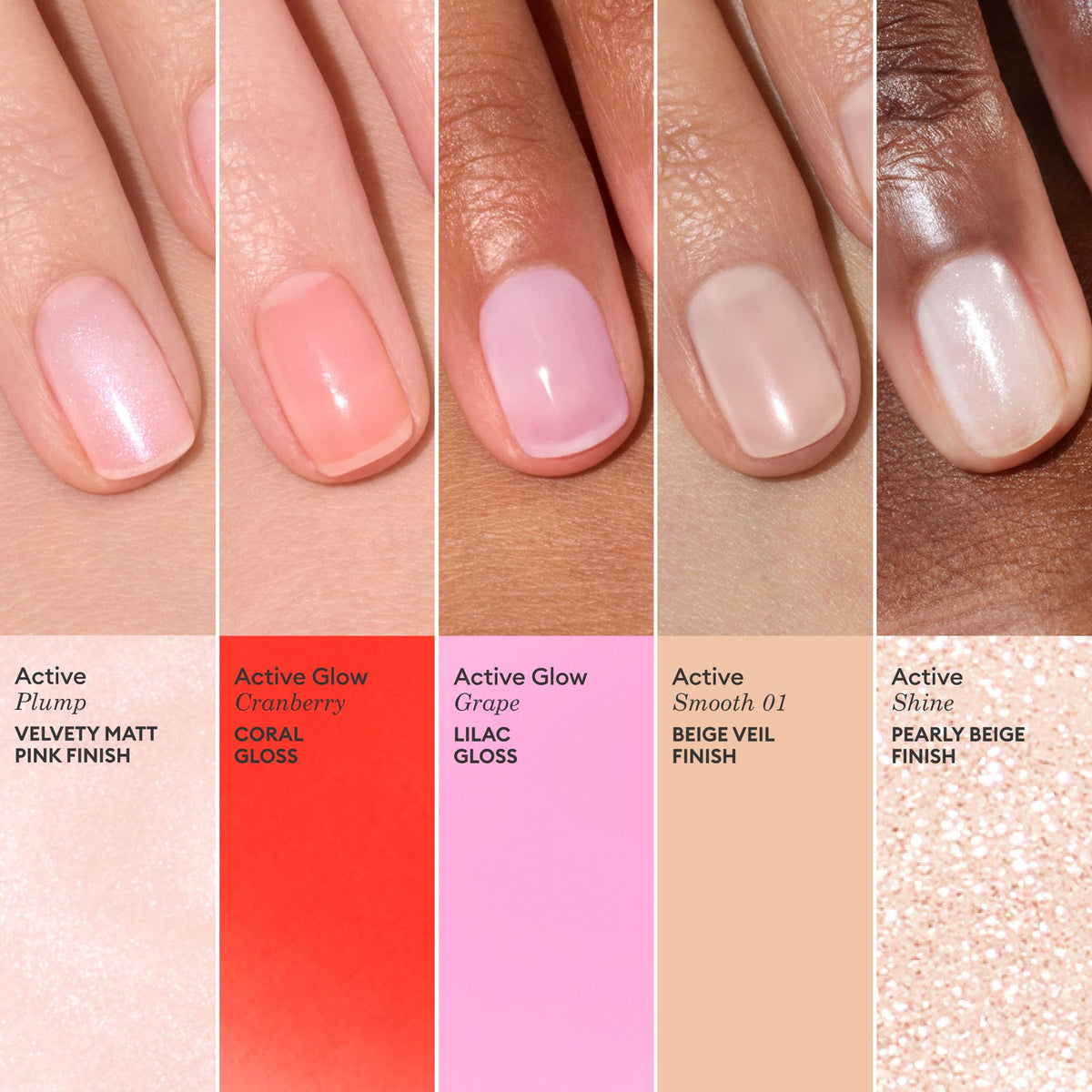 Manucurist Cranberry swatch on fingers showing coral-gloss effect and instant color boost