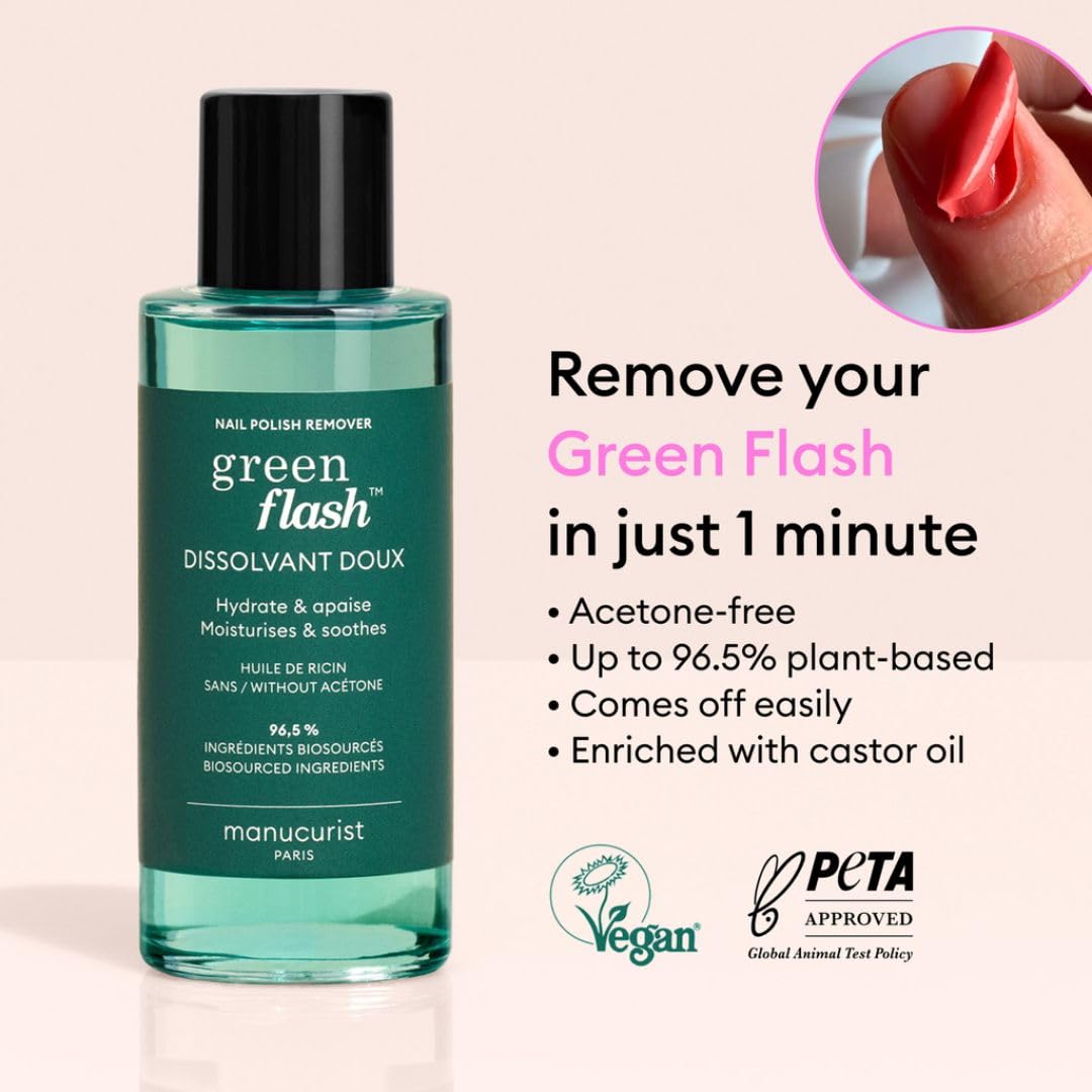 Manucurist close-up label highlighting plant-based ingredients and scent benefit