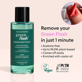 Manucurist close-up label highlighting plant-based ingredients and scent benefit