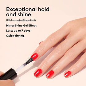 Manucurist top coat on nails studio shot protecting color shine