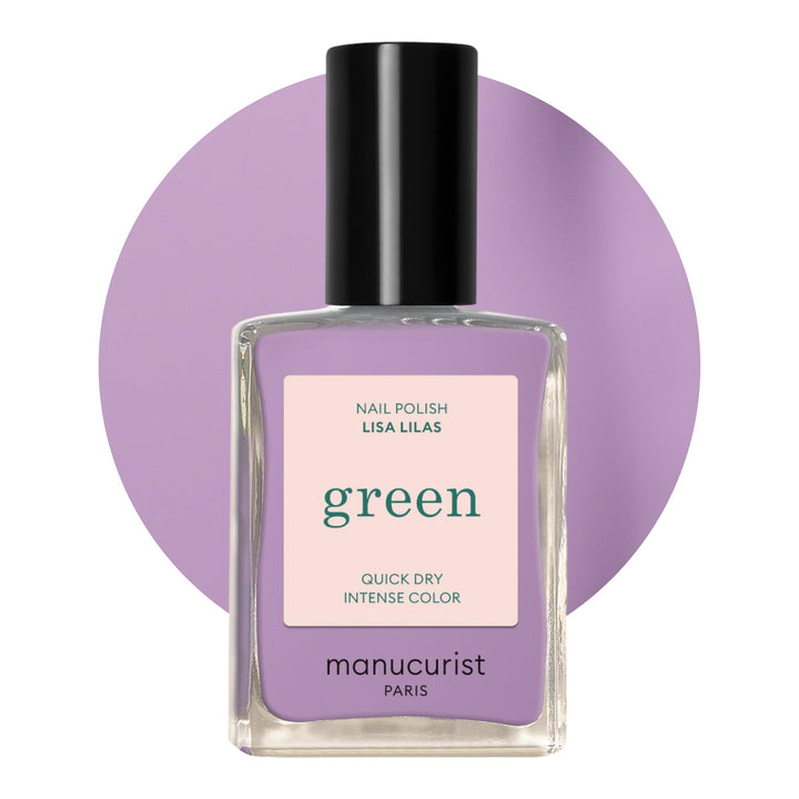 manucurist Lisa Lilas front bottle view shows true lilac color and eco-friendly benefit