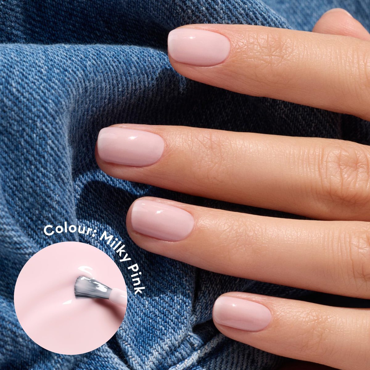 Manucurist brush stroke of Milky Pink showing smooth coverage and easy application