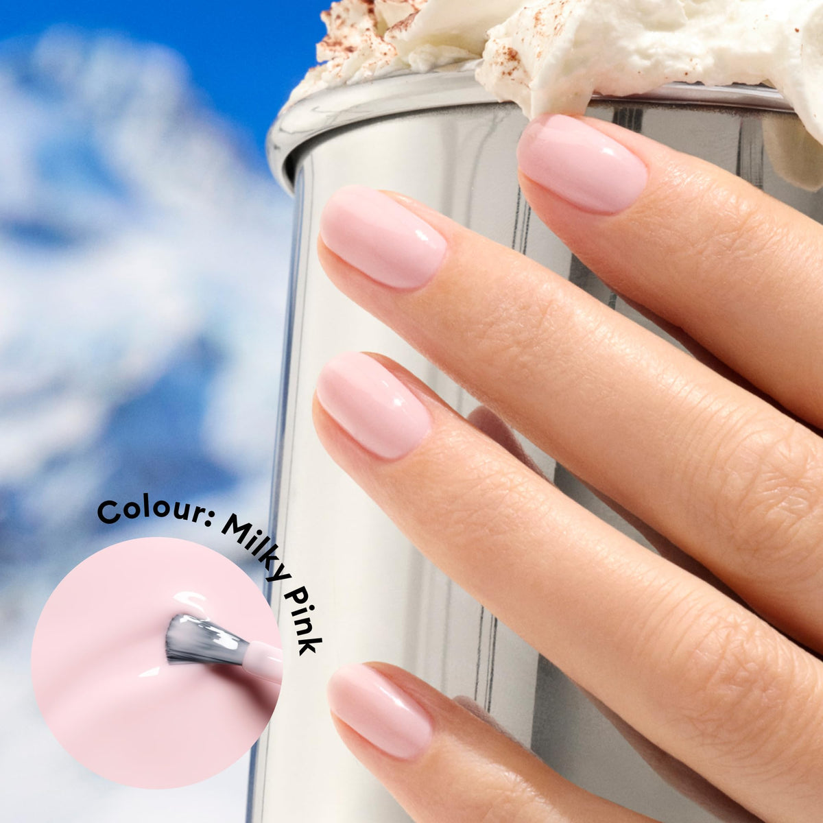 Manucurist brush stroke of Milky Pink demonstrating smooth, even application