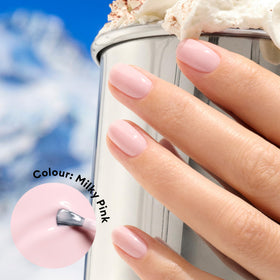 Manucurist brush stroke of Milky Pink demonstrating smooth, even application