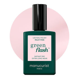 Manucurist bottle front view showing Milky Pink shade and clean formula benefit