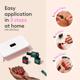 Manucurist removal demo with clips and cotton pad showing quick, gentle removal