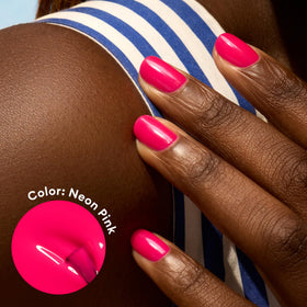 Manucurist neon pink brush stroke detail showing smooth application benefit