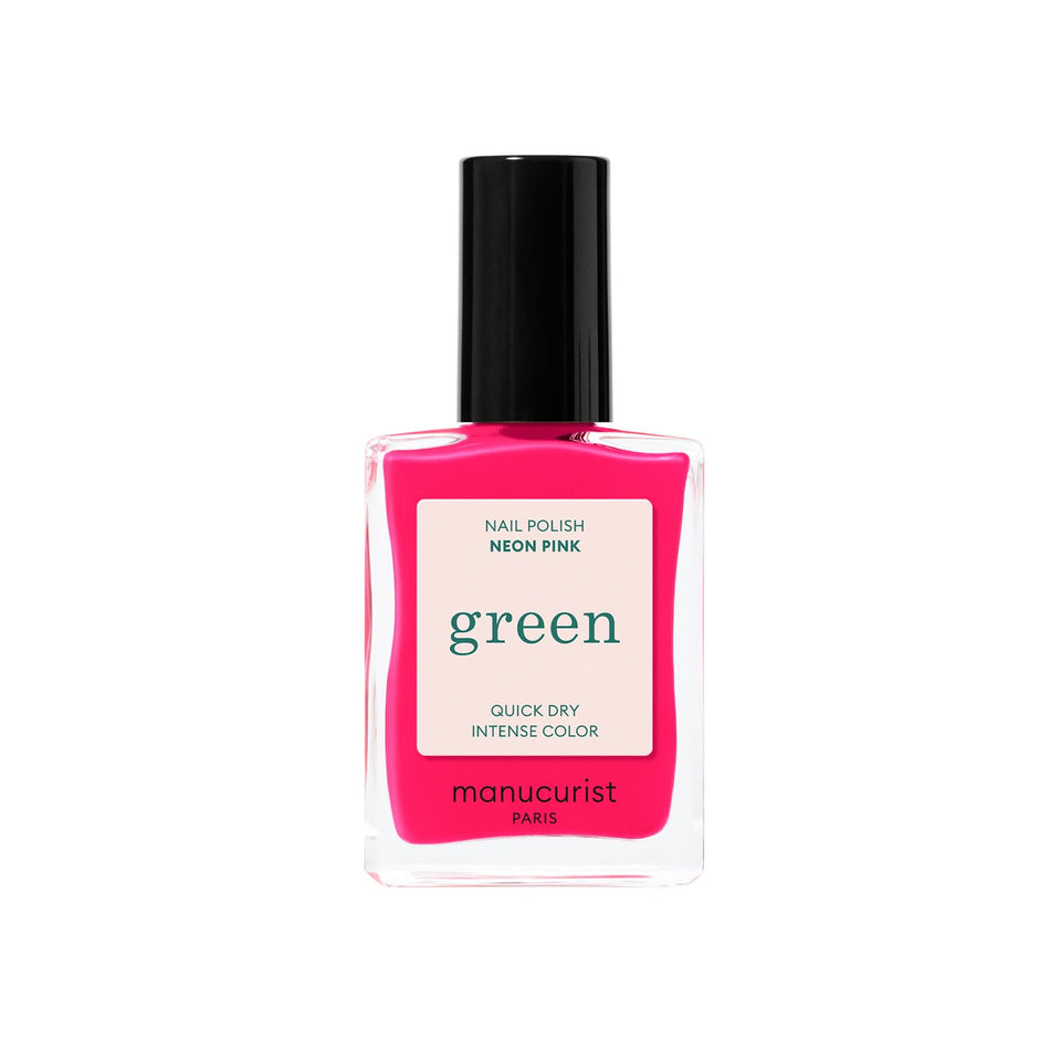 Manucurist neon pink front bottle showing label and compact size for travel