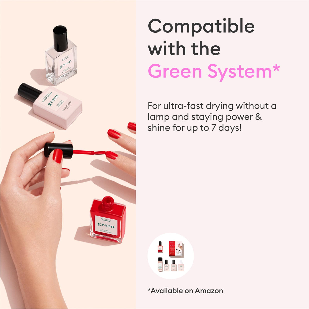 Manucurist neon pink manicure in summer outfit showing bold color boost