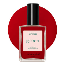 Manucurist bottle front view showing Red Cherry shade and glossy finish benefit