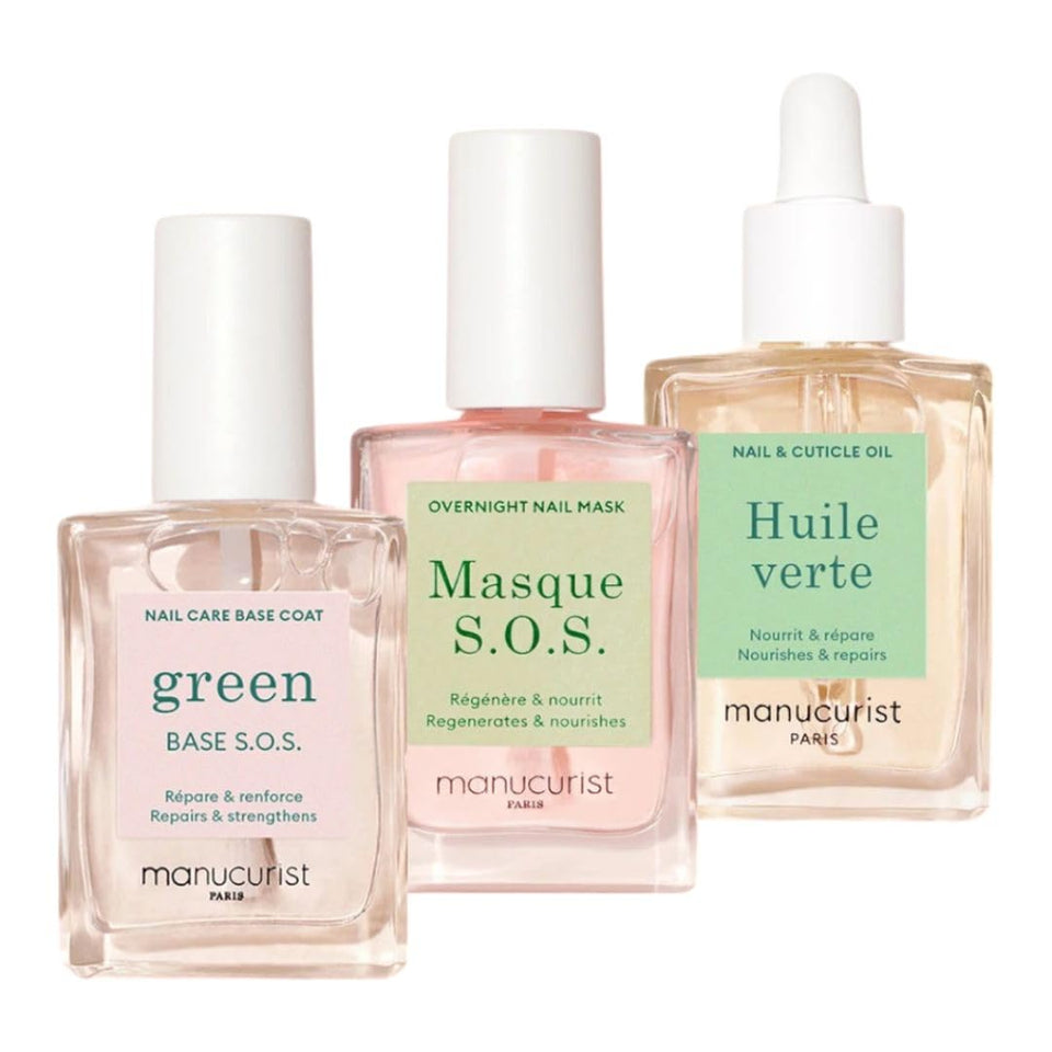 Manucurist rescue kit front packaging showing all three products and clear benefits