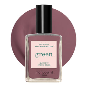 Manucurist front bottle showing rose mountbatten shade and glossy finish benefit