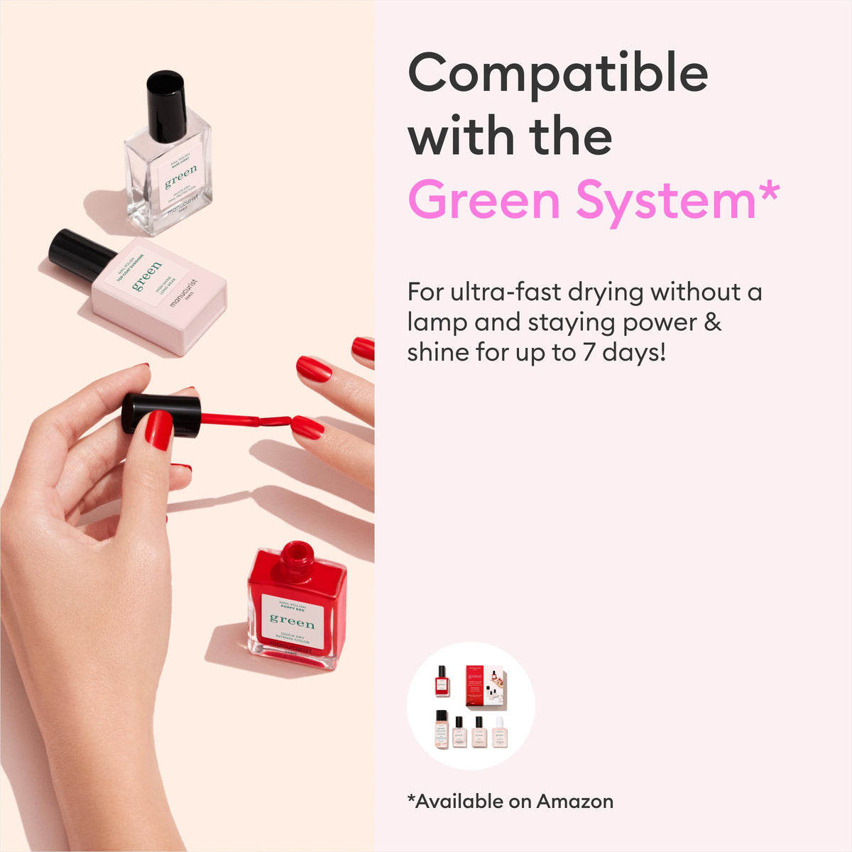 Manucurist manicure lifestyle shot showing Shell Beige on nails for everyday elegance