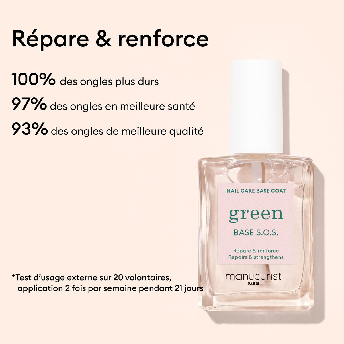 Manucurist brush applicator poised for precise nail strengthening