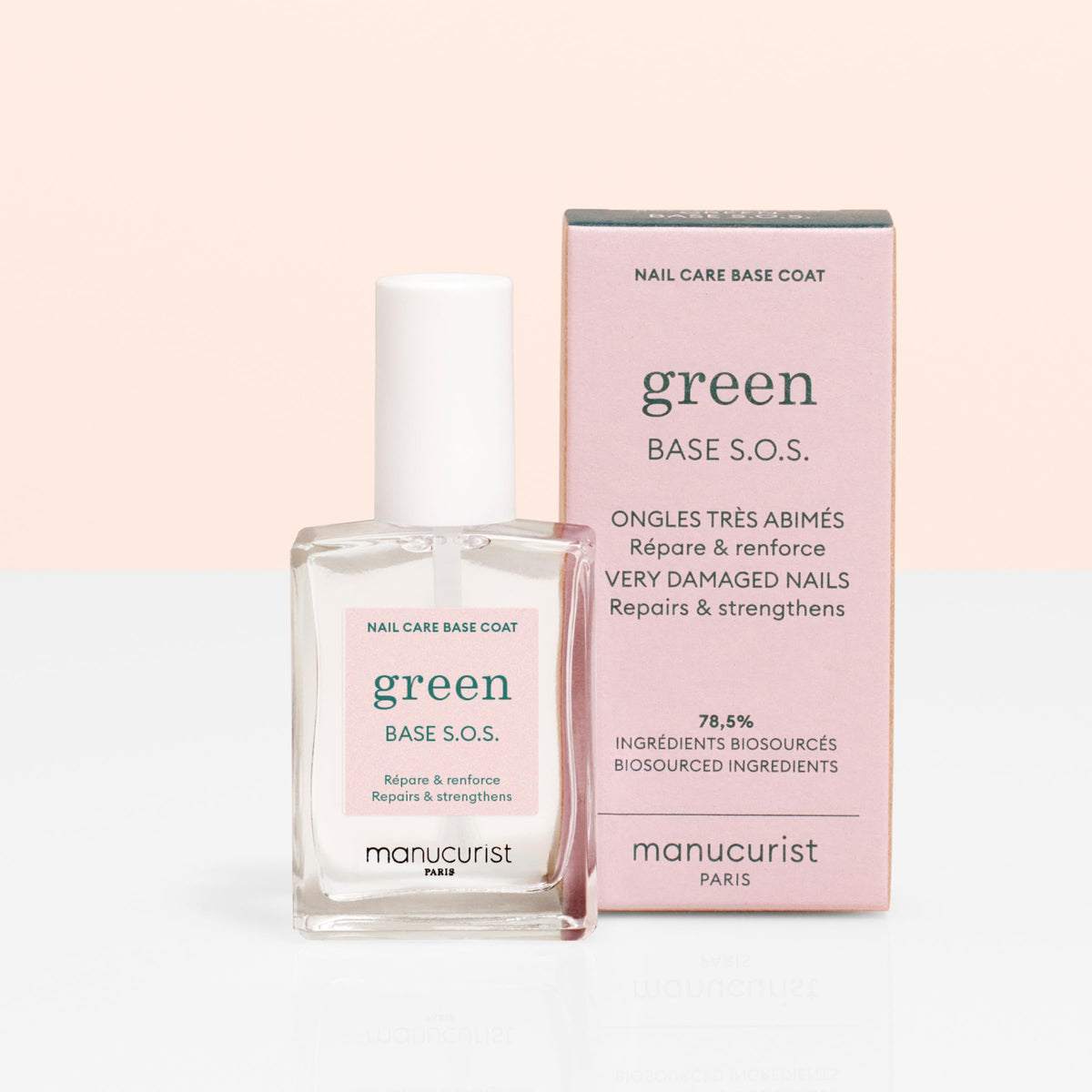 Manucurist packaging eco label emphasizing plant-based benefit