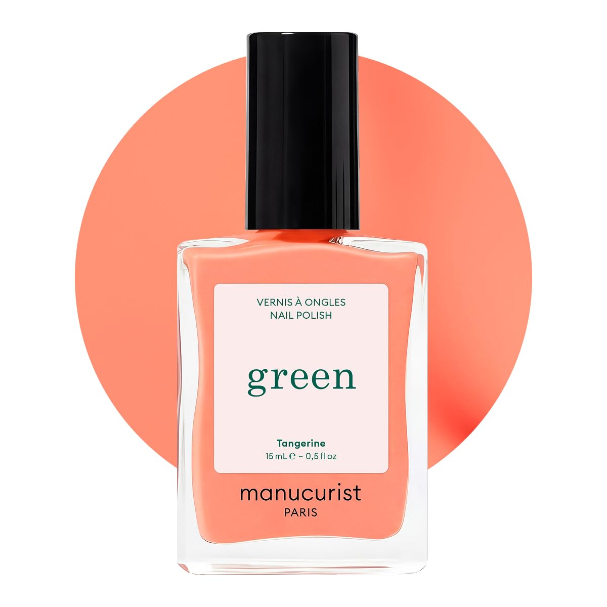 Manucurist tangerine bottle front view showing bright neon color and glossy finish