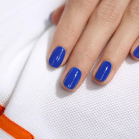 Manucurist Ultramarine applied on nails demonstrating vivid color and shine