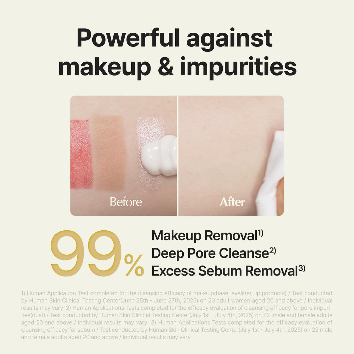 ma:nyo cleansing milk applied in hand demonstrating easy makeup removal