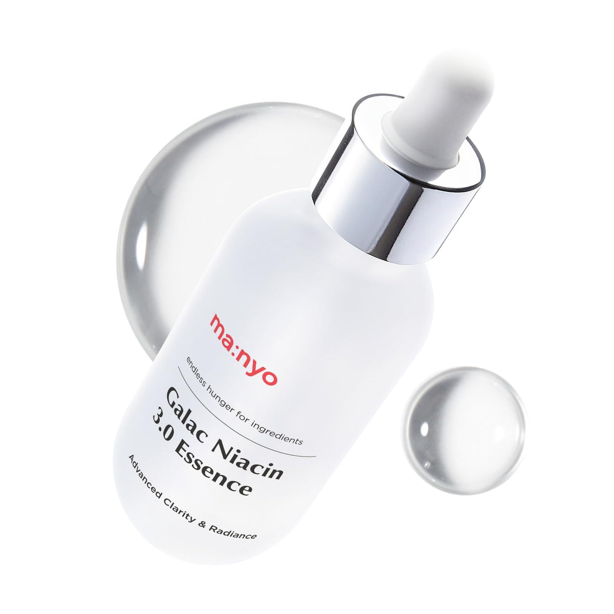 ma:nyo front bottle view showing clean packaging and clear serum benefits
