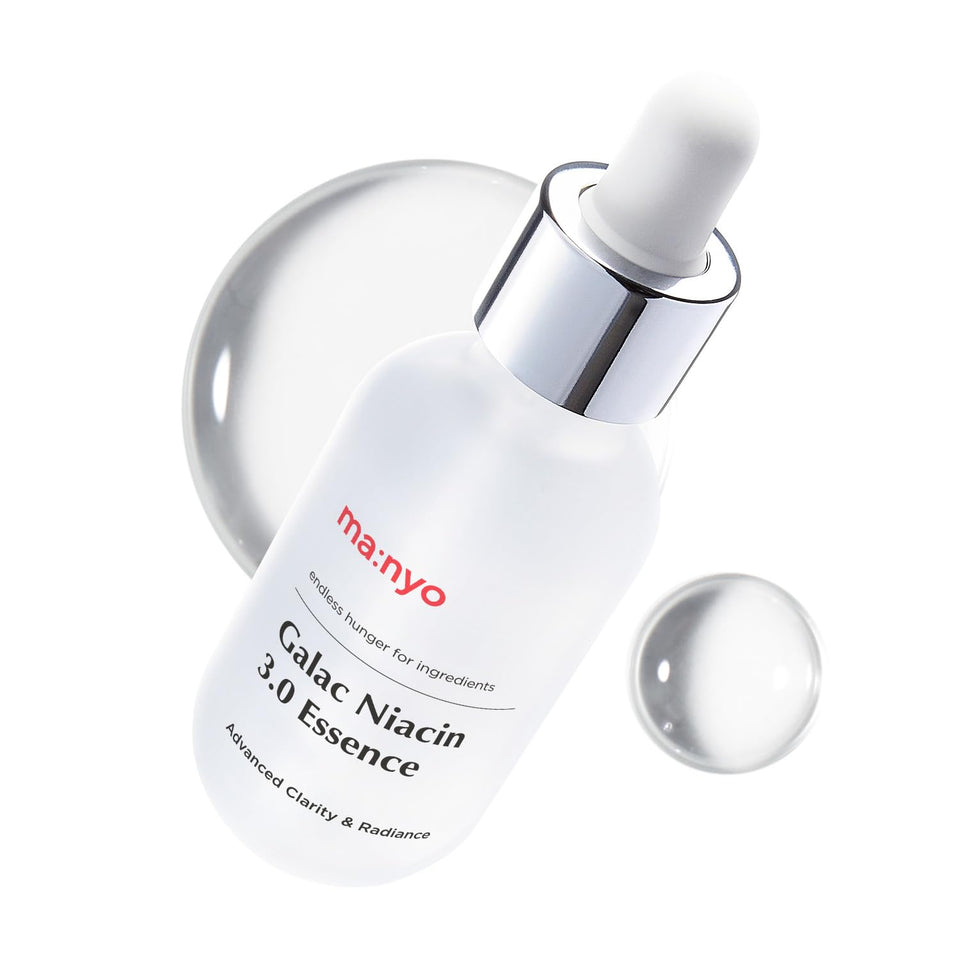 ma:nyo front packaging of Galac Niacin 3.0 Essence showing bottle and box, highlights brand quality