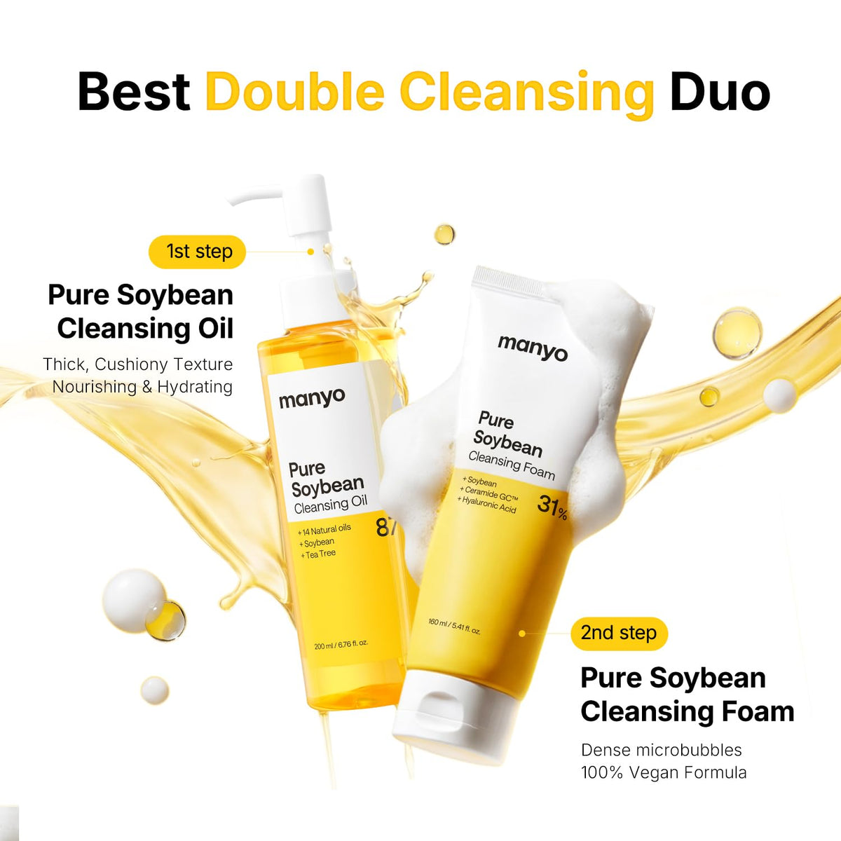 ma:nyo bottle staged with towels showing spa-ready cleansing routine