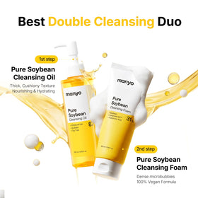 ma:nyo bottle staged with towels showing spa-ready cleansing routine