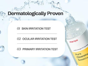 ma:nyo cleansing water on cotton pad demonstrating gentle makeup removal