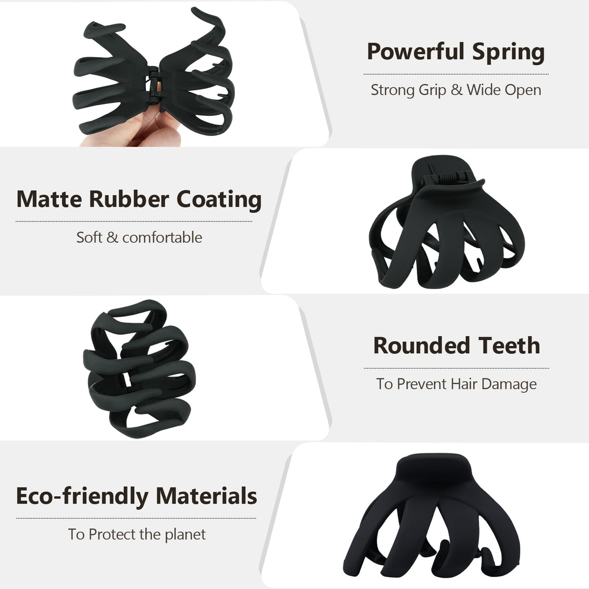 MAORULU clip securing a thick bun, comfortable all-day wear