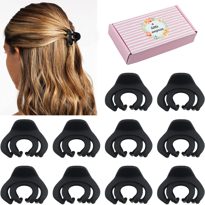 MAORULU front package of 10 black mini clips, neat storage and gift-ready