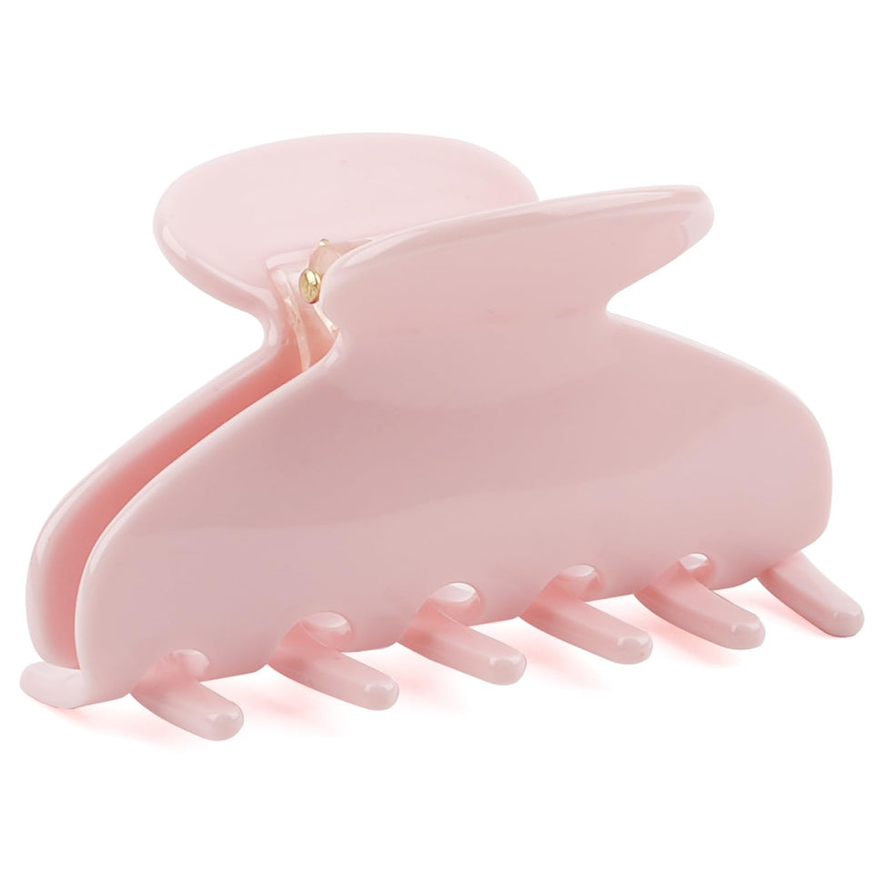 MAORULU front view of pink acetate claw clip showing polished finish and secure hold