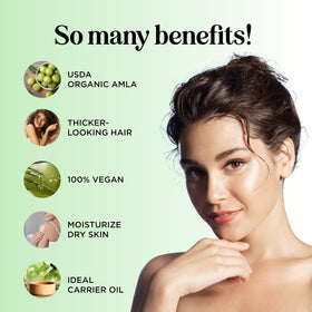 Maple Holistics pouring amla oil to show lightweight texture and shine