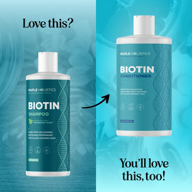 Maple Holistics bottle on bathroom shelf suggesting daily styling support