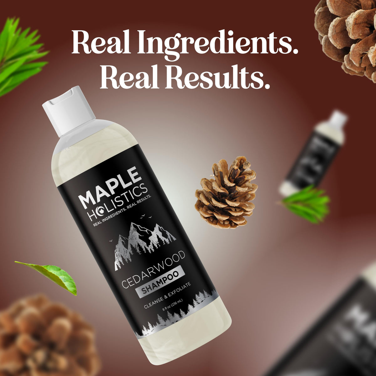 Maple Holistics before and after hair comparison showing reduced flakes and shine
