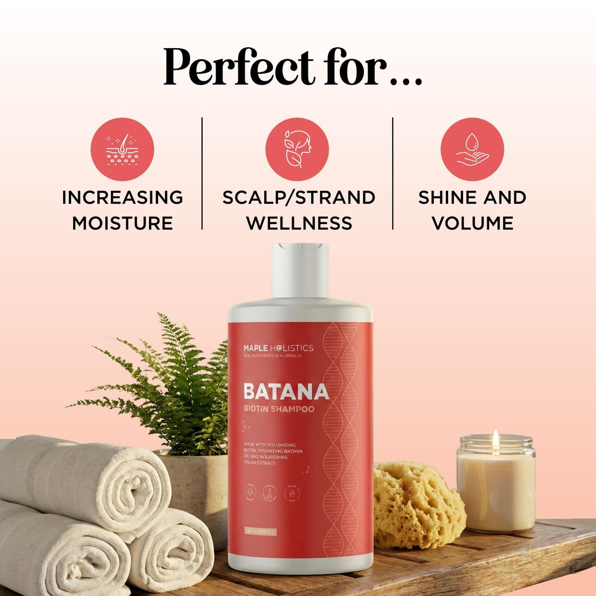 Maple Holistics bottle in shower scene showing daily use convenience