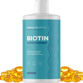 Maple Holistics front bottle view showing clear label and benefit
