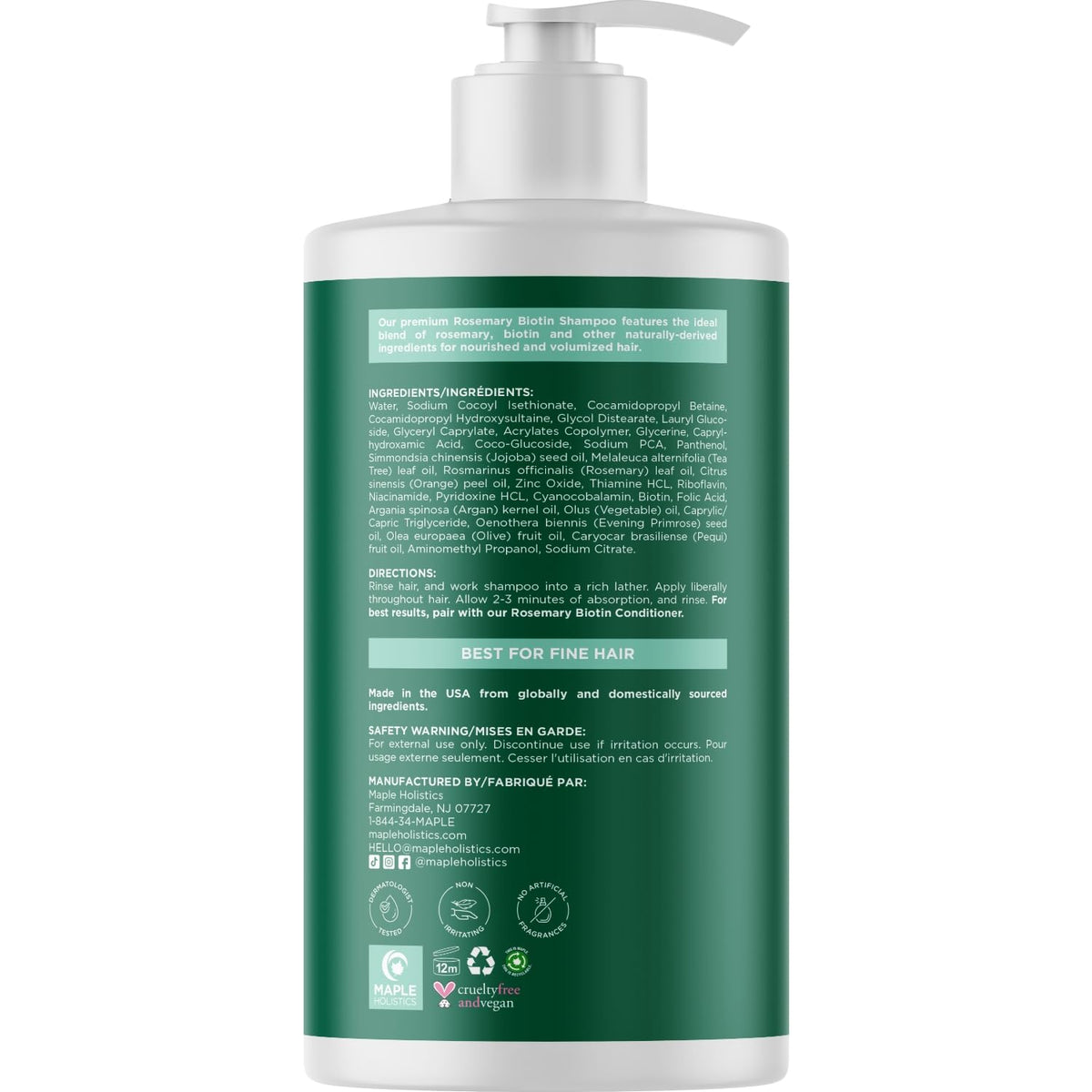 Maple Holistics biotin and B vitamins visual emphasizing nutrient support for strands