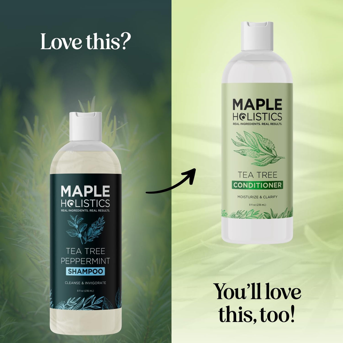 Maple Holistics bottle on bathroom shelf styled for everyday grooming and shelf appeal