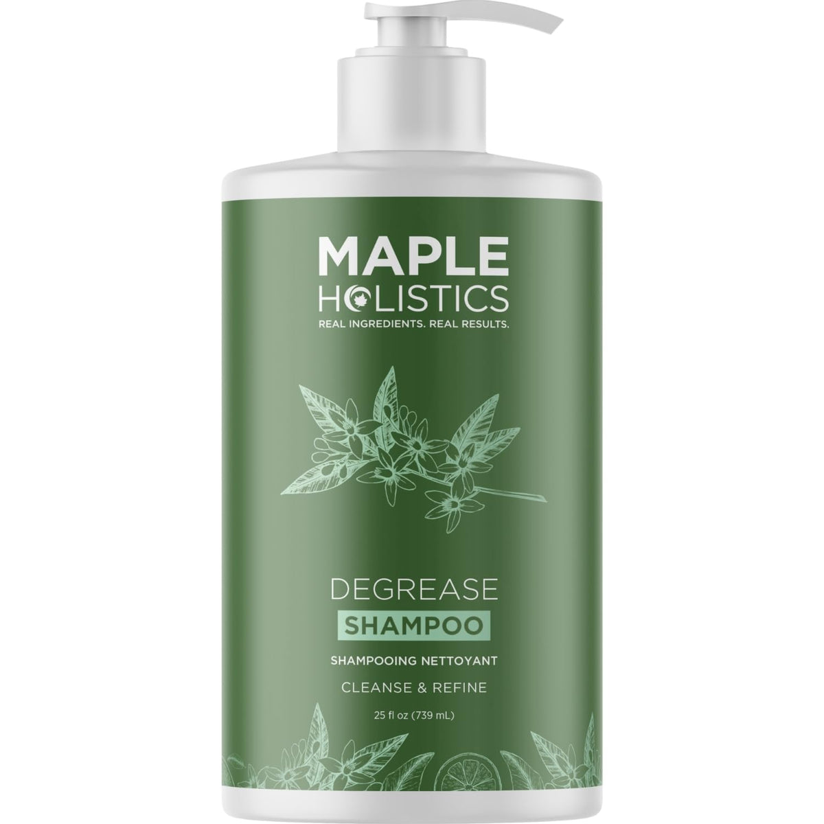 Maple Holistics front bottle shot showing clear label and size benefit