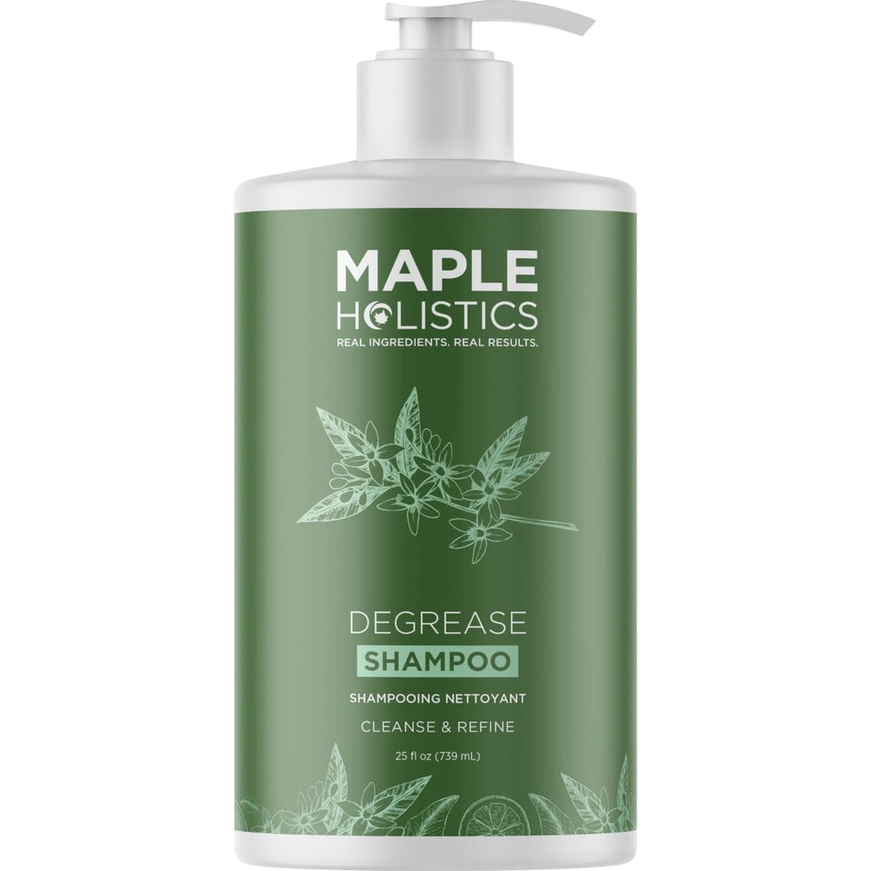 Maple Holistics front bottle shot showing clear label and size benefit