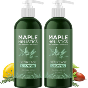 Maple Holistics bottle front view showing clarifying shampoo benefit for oil control