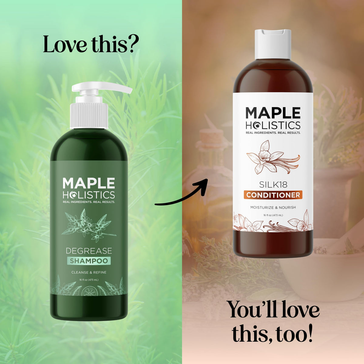 Maple Holistics bottle in hand for scale and easy shower use benefit