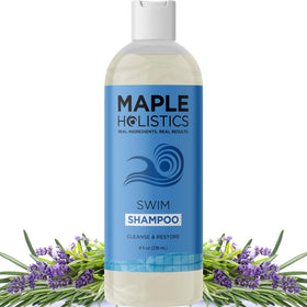 Maple Holistics front bottle showing after swim shampoo benefits