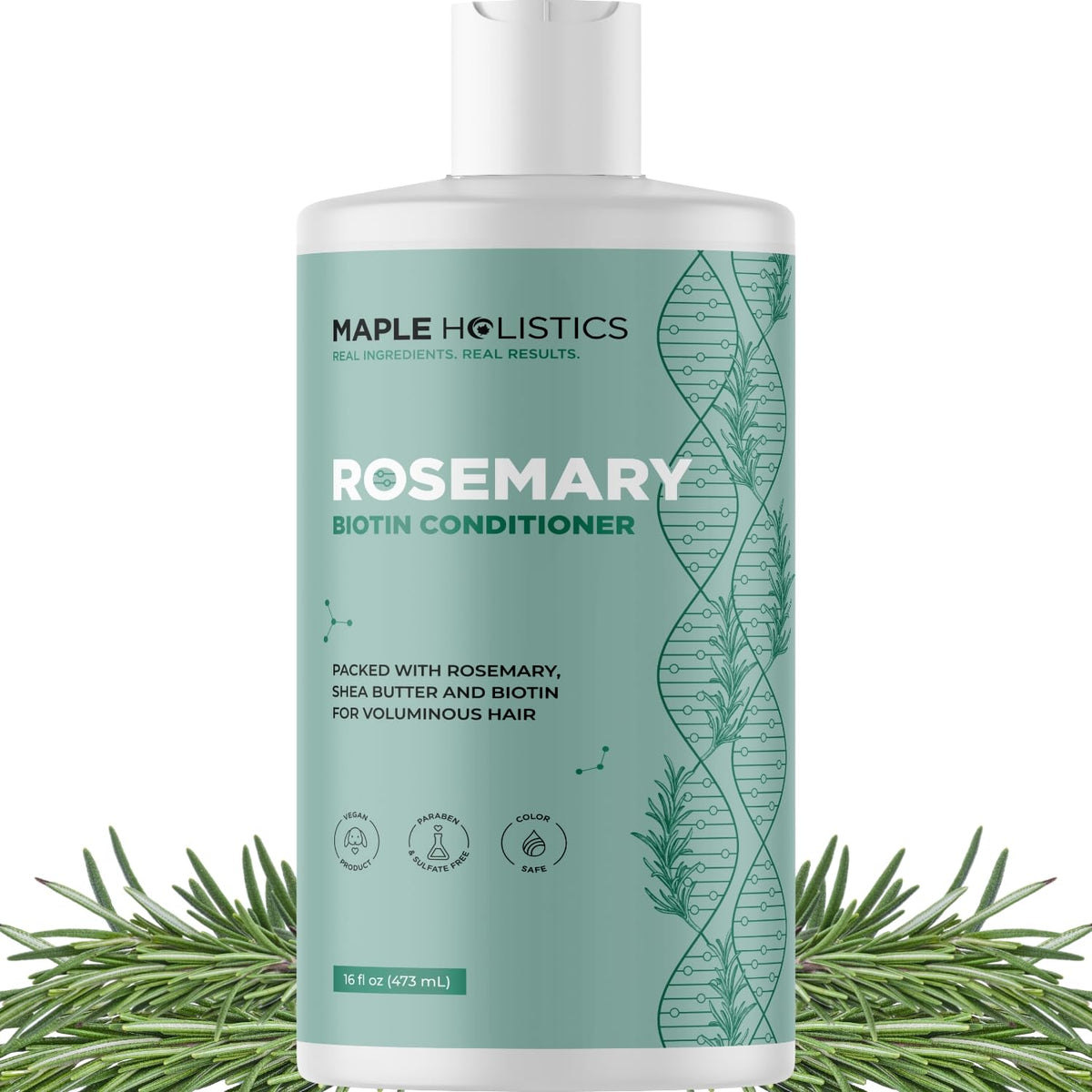 Maple Holistics front bottle showing biotin rosemary conditioner for lightweight volume