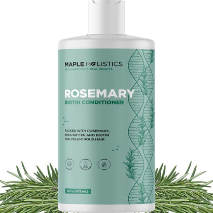 Maple Holistics front bottle showing biotin rosemary conditioner for lightweight volume
