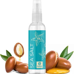 Maple Holistics front bottle of volumizing sea salt spray showing label and size, promotes boost