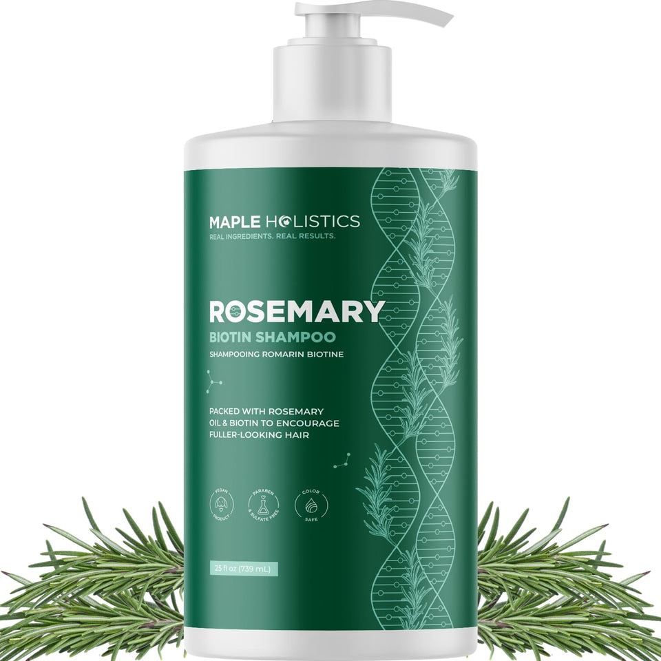 Maple Holistics front bottle of volumizing shampoo shows clean packaging and size benefit