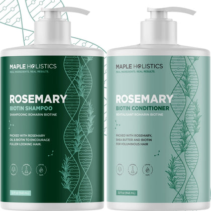 Maple Holistics front packaging showing full volumizing shampoo and conditioner set benefit: clear labeling and large size