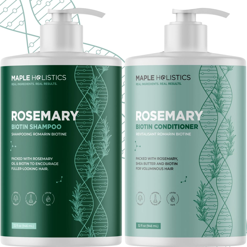 Maple Holistics front packaging showing full volumizing shampoo and conditioner set benefit: clear labeling and large size