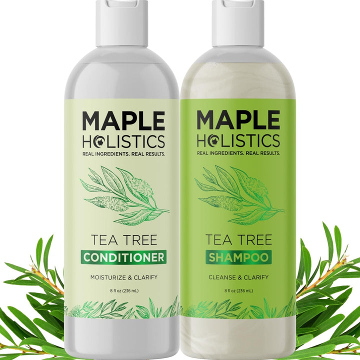 Maple Holistics front packaging showing both bottles and benefits