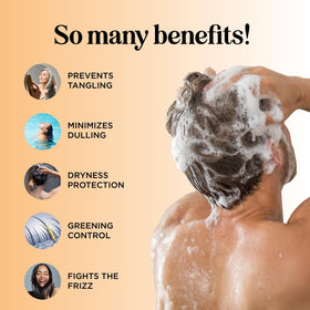 Maple Holistics before and after swim demonstrating reduced frizz and color protection